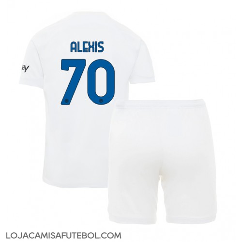 Camisa de Futebol Inter Milan Alexis Sanchez #70 Equipamento Secundário Infantil 2023-24 Manga Curta (+ Calças curtas)